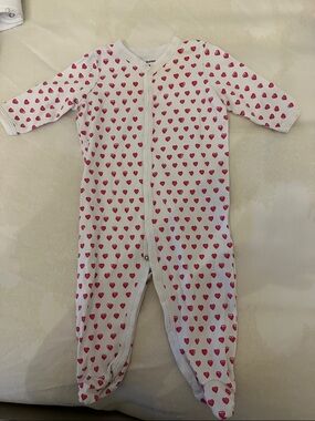 Roller Rabbit White Footed One-Piece with Red Heart Print